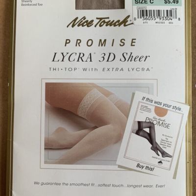 Nice Touch Promise Lycra Pantyhose 3D Sheer Reinforced Toe Size C Driftwood New