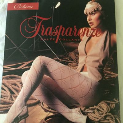 TRASPARENZE 'BOHEME' CREME PATTERNED TIGHTS size 2 s/m