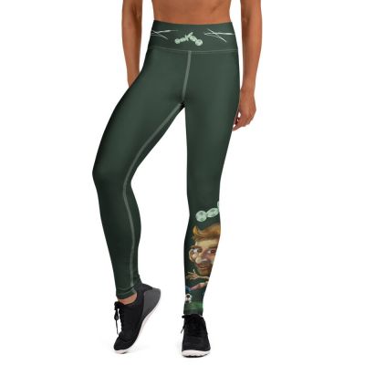 Messi Sliding #9003 Green Yoga Leggings by JunoArtnDesign