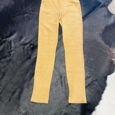 Theory Women's Suede Stretch Pull-On Mustard Legging Pants Size 4