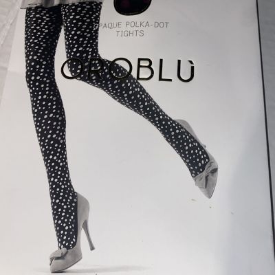 OROBLU OPAQUE POLKA DOT TIGHTS ?( M) BLACK/BORDEAUX