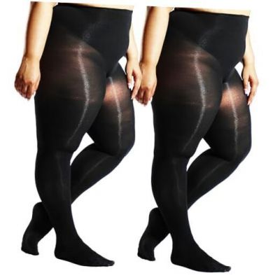 Plus Size Tights for Women, Ultra Large Up To 6x, 20 1X-2X Black Two Pairs