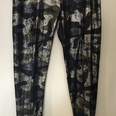 NWT NOBO Black & Metallic Camo High Rise Sueded Ankle Legging Junior XXXL (21)