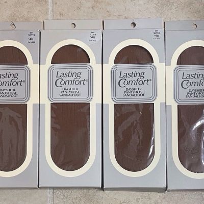 4 Pkg Vintage Lasting Comfort Daysheer Pantyhose Tan Size B (sandlefoot)