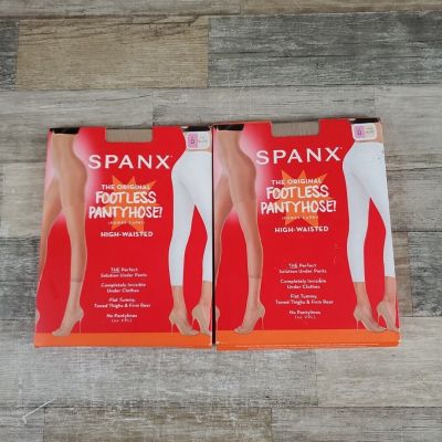 Spanx Footless Power Shaping Capri Pantyhose Sz D Nude NEW 2-Pack