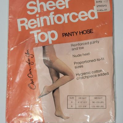 Vintage Our Own...For You Sheer Reinforced Top Pantyhose Off Black Size B