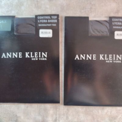 Anne Klein Control Top Pantyhose - Black - Size: L - 2 Pairs - Gorgeous! Sexy!