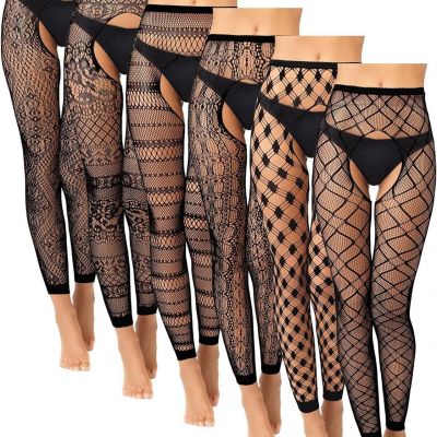 Skylety 6 Pairs Women Fishnet Thigh-High Stockings Tights Suspender Pantyhose St