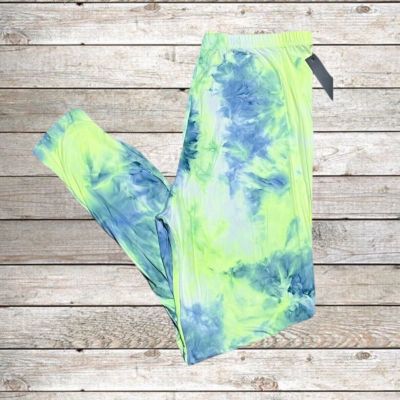 Women’s Leggings Neon Green Tie Dye Plus Size 1X-2X NWT Stretchy Buttery Soft