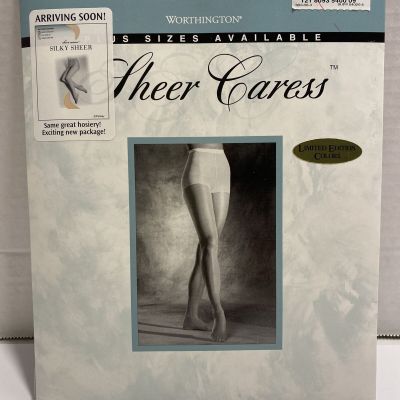 Worthington Satiny Control Top Silky Sheer Leg Pantyhose Khaki Size Long NIP