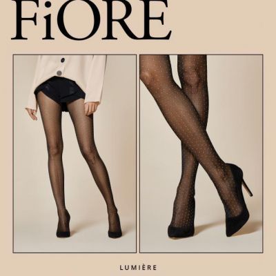 FIORE LUMIERE DELICATE DOT FISHNET PATTERN TIGHTS PANTYHOSE BLACK 3 SIZES