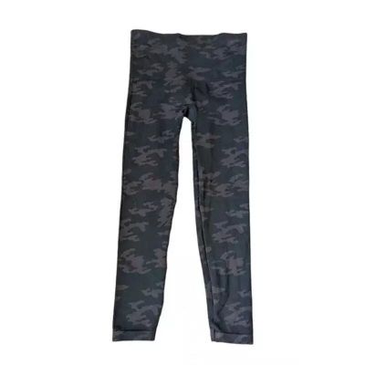 SPANX Look At Me Now Seamless Leggings Black Camo Camouflage Womens Large Pants