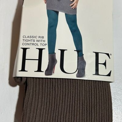 HUE Brown Classic Rib Tights with Control Top Women's Size 2 S/M  U11924