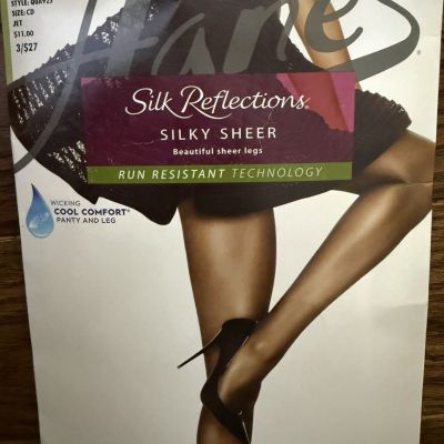 Hanes Silk Reflections Silky Sheer Run Resistant Technology ControlTop Sz CD Jet