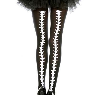 sexy MUSIC LEGS back SEAM bones VERTEBRAE skeleton tights PANTYHOSE stockings