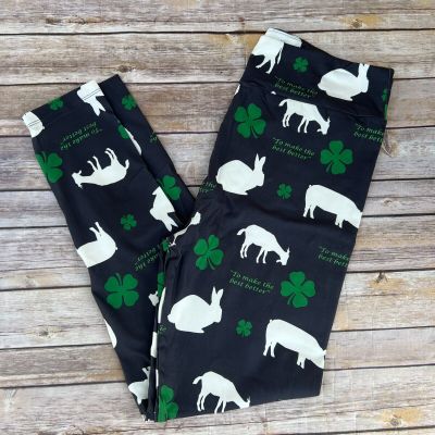 Clover Shamrock Goat Pig Rabbit Women's Leggings TC Plus Size 12-20