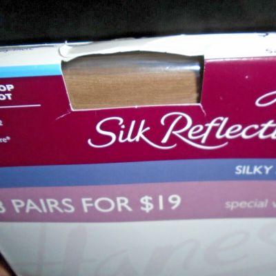 3 PACK Hanes Silk Reflections silky Size Cd barely there, control top sandlefoot