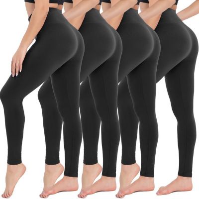 4 Pack Leggings for Women - High Waisted Tummy Control Yoga Pants for Workout Gy