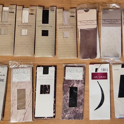 (13) Packages of Brand New KNEE HI'S Berkshire, Ann Taylor, Century 21, Hanes