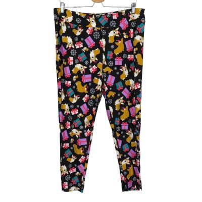 Terra & Sky Womens Plus Size 1X 16W-18W Corgi Dog Print Christmas Leggings NWOT