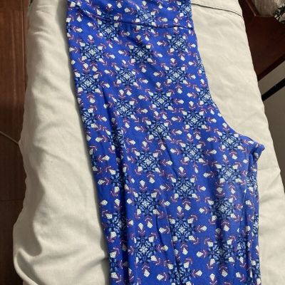 Lularoe Leggings Size Tall And Curvy Blue Snowflakes Ankle Length