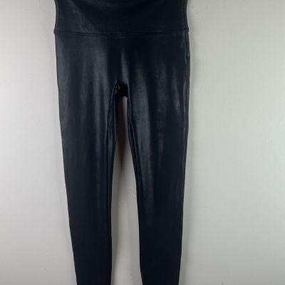 Spanx Leggings Faux Leather Midrise Pull On Size M Black Going Out