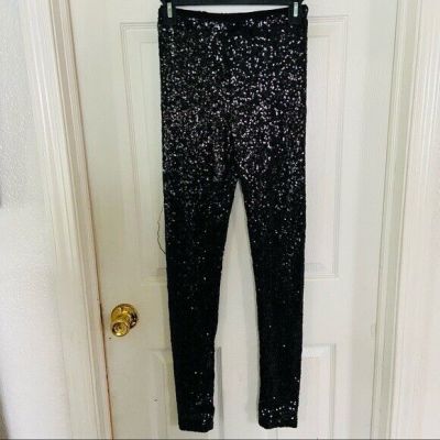 GIANNI BINI black sparkle sequins skinny leggings Size XS