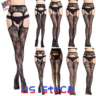 Women's Sexy Black Suspender Tights Stockings Ladies Printed Lenggings Bottoms