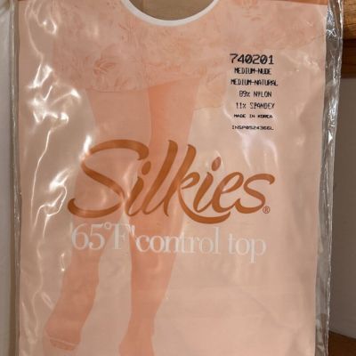 SILKIES '65° F' Pair of Control Top Pantyhose Style 740201 Medium Natural NEW