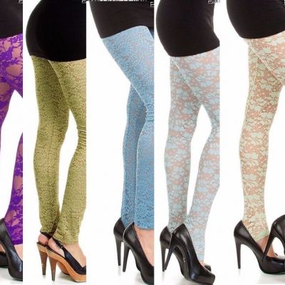 15 Colors Gorgeous Bright & Sexy Stretch Lace Footless Leggings S M L