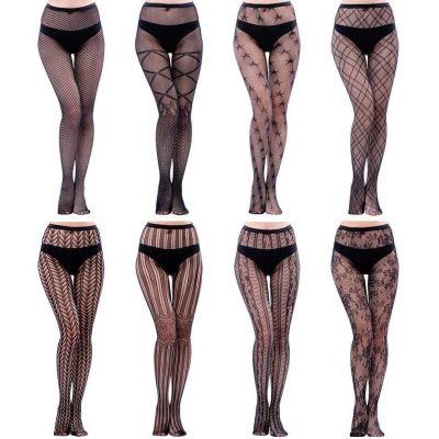 8 Pairs Lace Tights Fishnet Floral Stockings Lace Patterned Tights Small Hole...