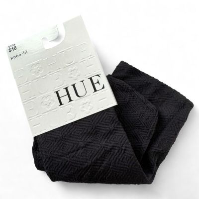 Hue Womens Diamond Textured Knee Highs Black One Size Fits Most 1 Pair NEW