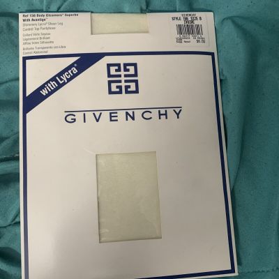 Givenchy French Shimmery Lycra Sheer Control Top Pantyhose Sz B Ivory Style 156