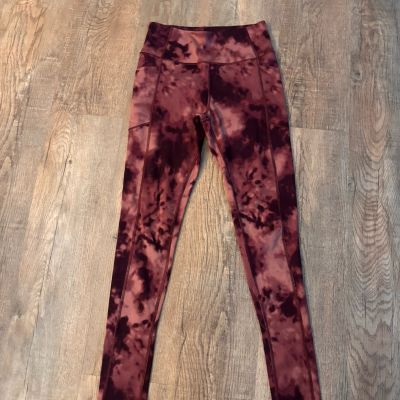 Victoria's Secret Women's Incredible Essential Leggings Size 8 Rose Wine Tie Dye