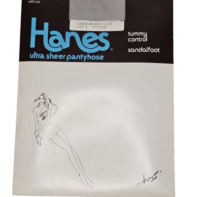 Hanes Ultra Sheer Pantyhose Sandalfoot/Tummy Control, Size B, Brushed Silver