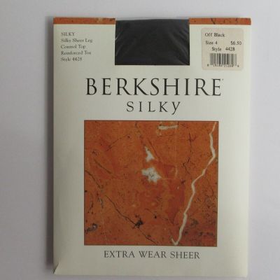 Berkshire EXTRA WEAR SHEER SILKY Control Top Pantyhose Style 4428 Off Black Sz 4