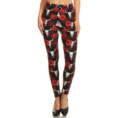 Extra Plus Size Womens Floral Longhorn Print Leggings