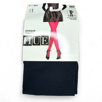 NEW HUE Opaque Tights Top Size 1 Navy Blue 1 Pair Pack