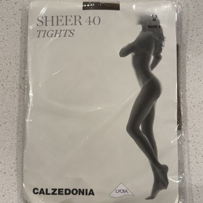 CALZEDONIA 40 Denier Nude Dark Sheer Tights Pantyhose Size Medium