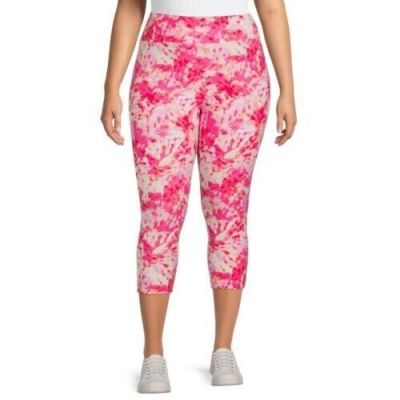 Terra & Sky Women's Coral Tie Dye High Rise Super Soft Capri Leggings--2 XL--NEW