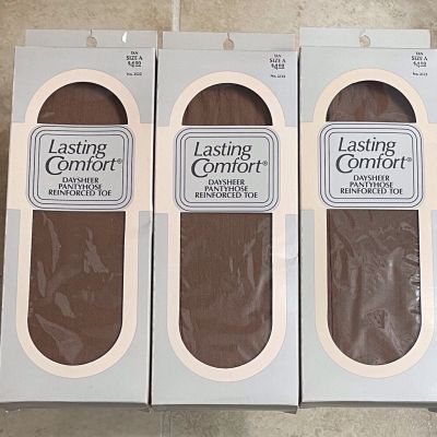 3 Pkg. Vintage Lasting Comfort Daysheer Pantyhose Tan Size A (Reinforced Toe)