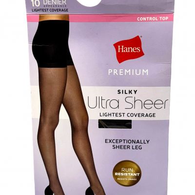 Hanes Premium Pantyhose 2 PR Women XL Black 10 Denier Light Coverage 170-210 lbs