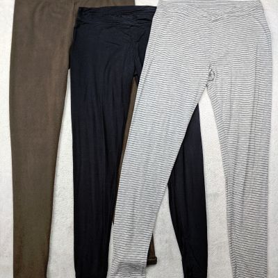 Cuddl Duds Lot of 3 Leggings womens Large Brown Fleece Black Gray