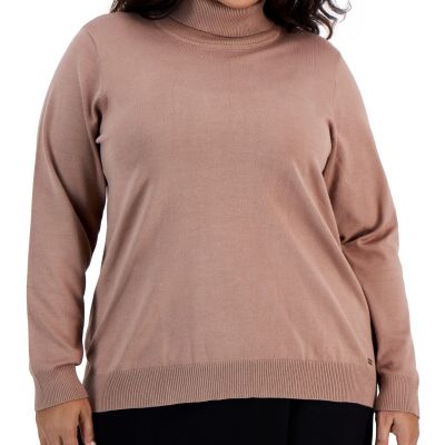 Calvin Klein Women's Plus Turtleneck Sweater - Cafe Ole - Size 2X