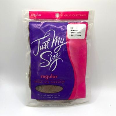 Vintage Just My Size Pantyhose Stocking Plus Size 2X Suntan Sheer Toe 81227-s2s