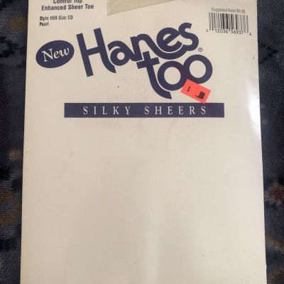 Hanes Too Silky Sheers Pantyhose Control Top Enhanced Sheer Toe Pearl Size CD