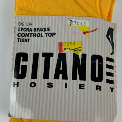 Vintage 90s Gitano Hosiery Opaque Tights Gold One Size Control Top 1992