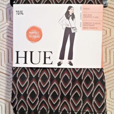 Hue Pontease GEO Cropped Flare Style Legging. Black/Brown.Various Size.