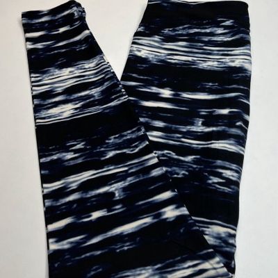 NEW LuLaRoe OS Leggings Tie Dye BLACK BLUE Line Ocean WATER Snow ISLAND Vacation