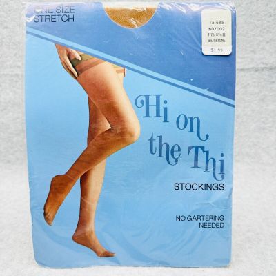 Hi on the Thi Stockings Thigh Highs Vintage Fits 8.5-11 Beige Vintage Beigetone